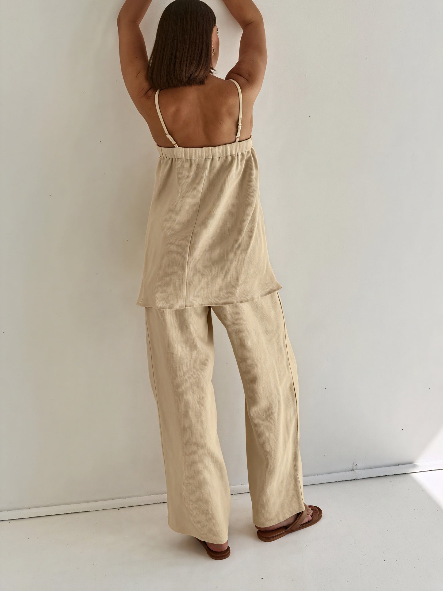 Women's Two-Piece Outfit – Thin Strap Top, Wide-Leg Pants, Relaxed Fit-83288-37ac4cd7-abad-43fc-b436-38abf1dfb4be