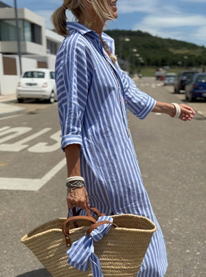 Women's Striped Long Sleeve Button-Down Shirt Dress – Relaxed Fit-83289-1ea769a9-aa21-4401-82ce-716669ced385