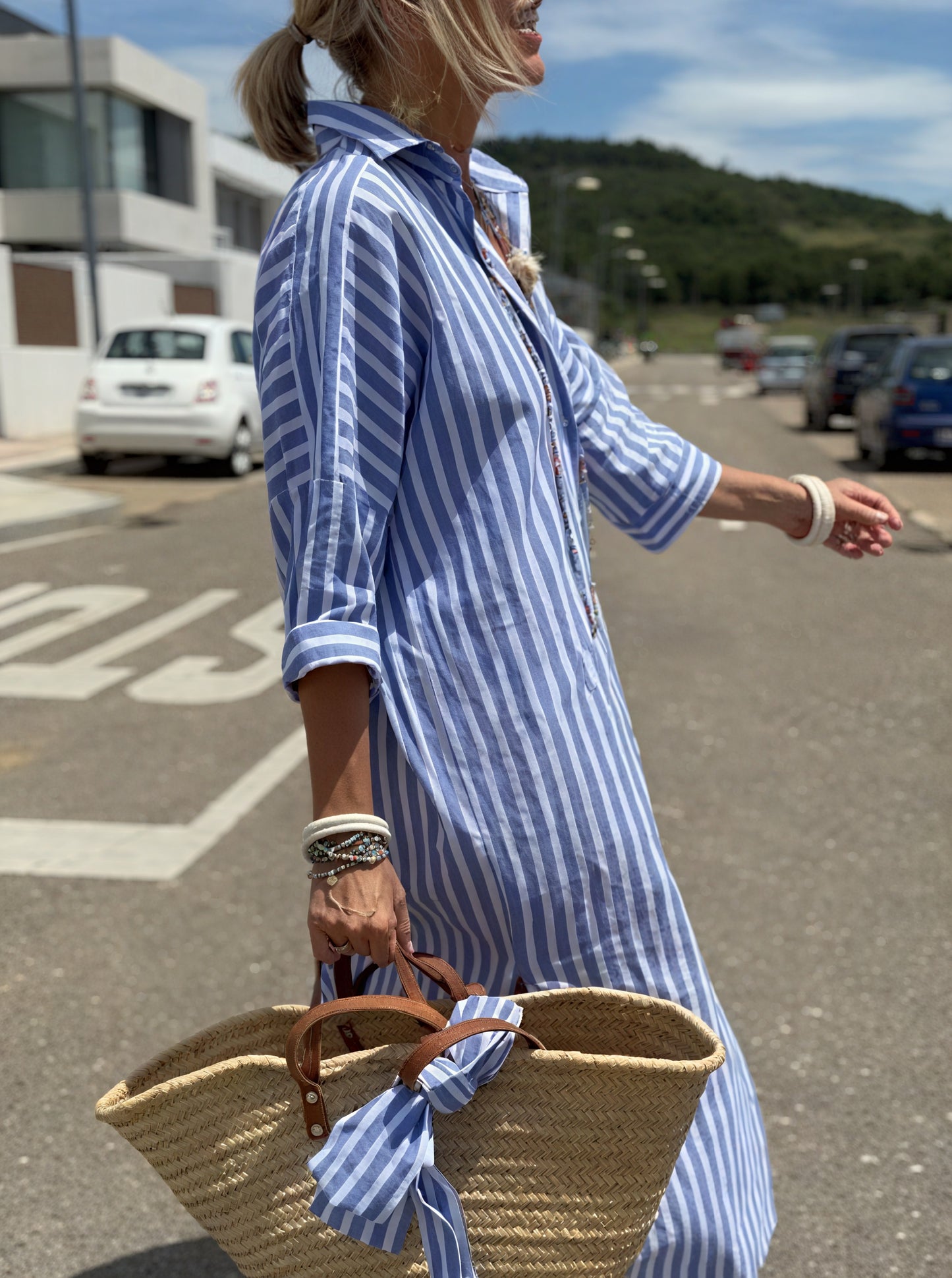 Women's Striped Long Sleeve Button-Down Shirt Dress – Relaxed Fit-83289-1ea769a9-aa21-4401-82ce-716669ced385