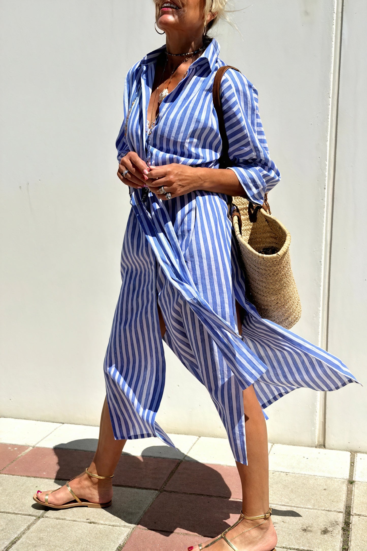 Women's Striped Long Sleeve Button-Down Shirt Dress – Relaxed Fit-83289-fc9194e4-0dfa-4896-a26b-ea5784848b93