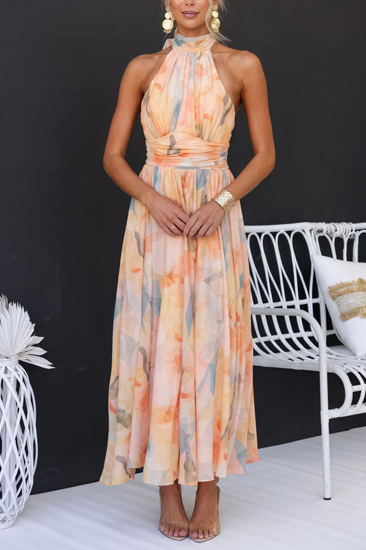 Women's Floral Halter Maxi Dress – Waist Tie, Lightweight, Sydney Wardrobe-83370-0500792e-6689-4f3d-9cf8-11723eabc100