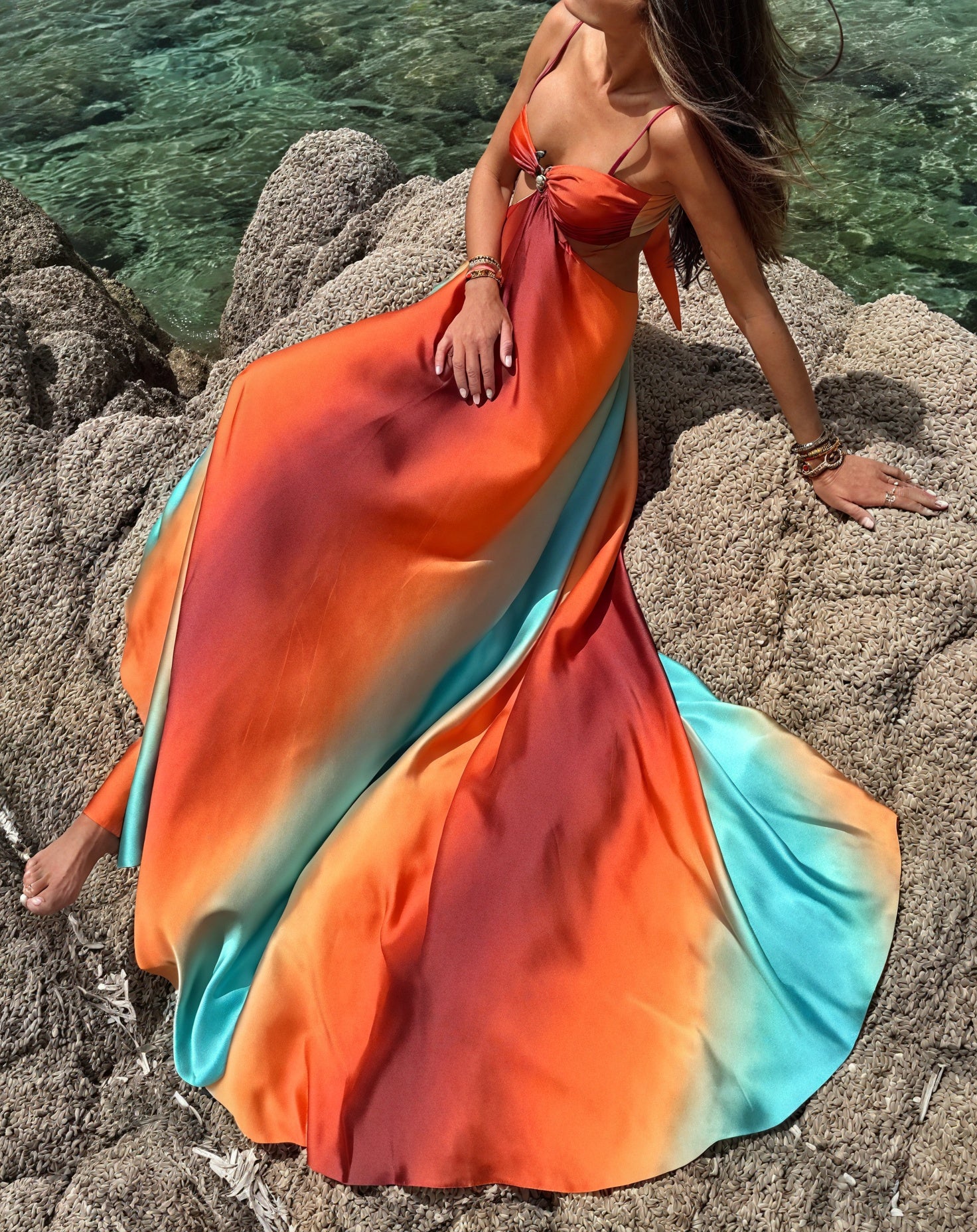 Women's Satin Ombre Cut-Out Maxi Dress with Spaghetti Straps-83593-420e9017-6098-418b-a4e6-081025ae16b5
