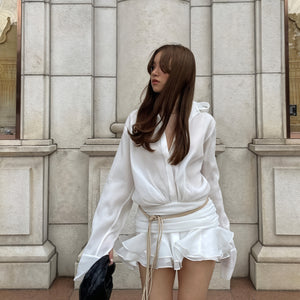 Women's Dress – White Long Sleeve Button-Down, Elegant Style, Sydney Wardrobe-83661-e80965aa-d18f-466b-a5c8-d574a13e7d24