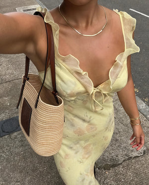 Women's Floral Ruffle Midi Dress – Spaghetti Strap, Lightweight Fabric-83695-9a9aef45-26d4-455b-b1f6-b79729fa20d3