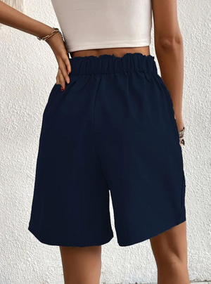 Women's Shorts – High-Waisted, Pleated Front, Functional Pockets, Versatile Style-82558-8369a4ca-1d25-4307-b8d2-4fe877935813