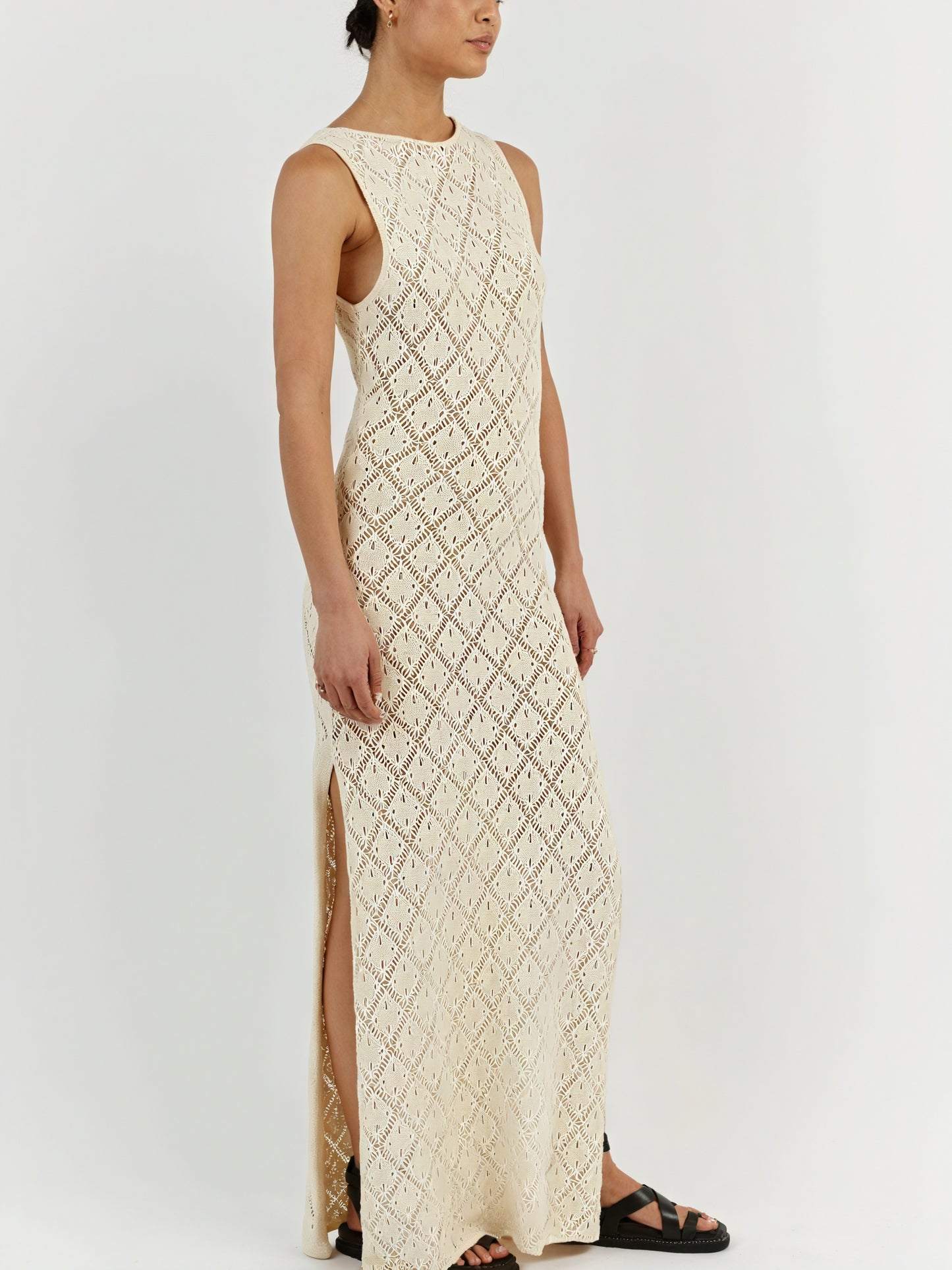 Women's Maxi Dress – Sleeveless Open Knit, Breathable Knit-83712-ec37fc37-321f-4c13-9fbf-889d822c6161