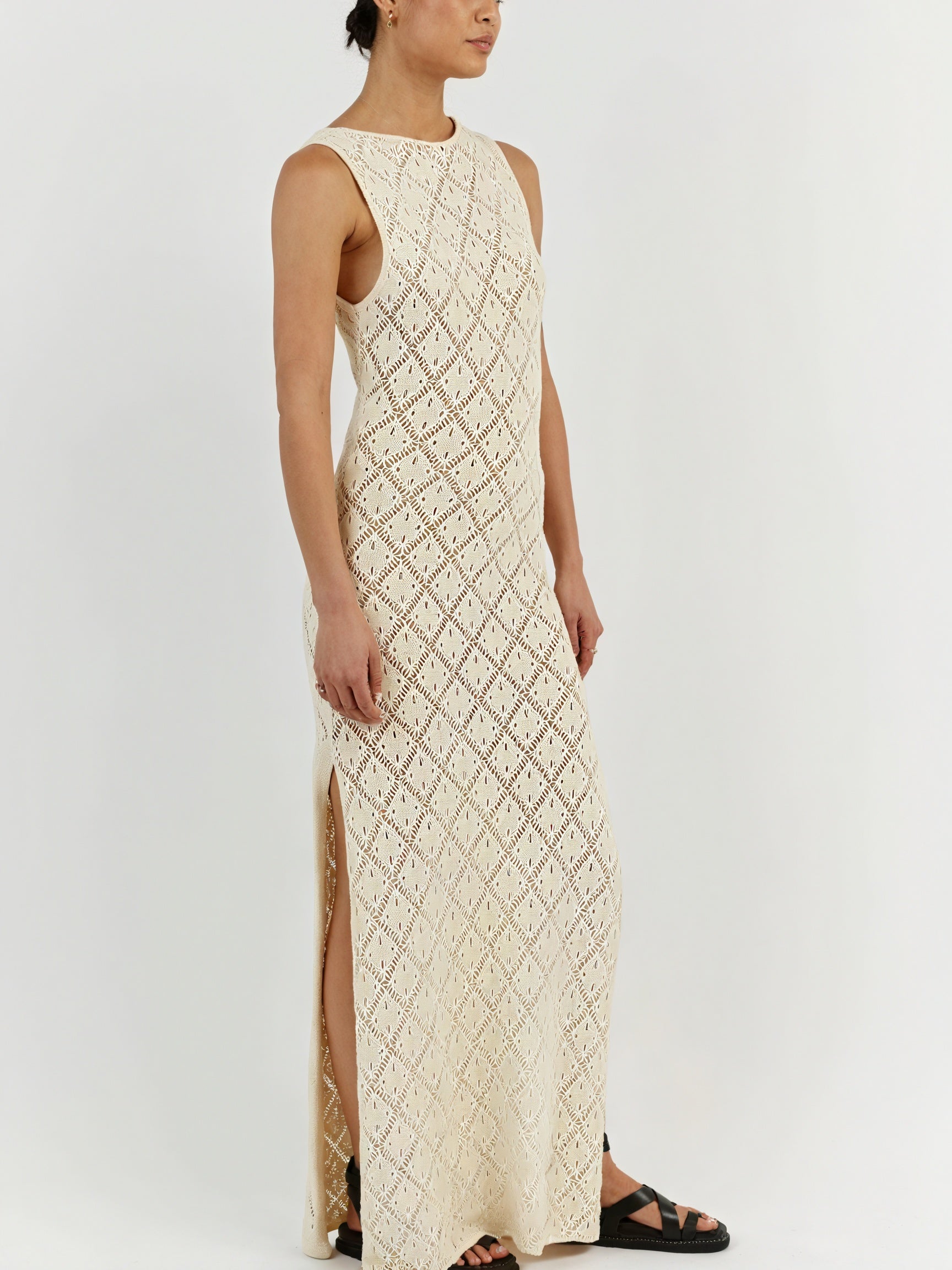 Women's Maxi Dress – Sleeveless Open Knit, Breathable Knit-83712-ec37fc37-321f-4c13-9fbf-889d822c6161