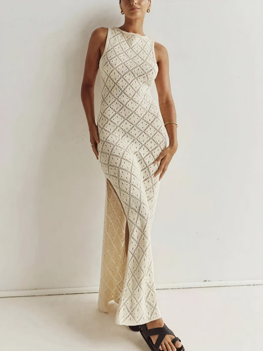 Women's Maxi Dress – Sleeveless Open Knit, Breathable Knit-83712-d589210a-5e78-40b5-98f3-b1e641721359