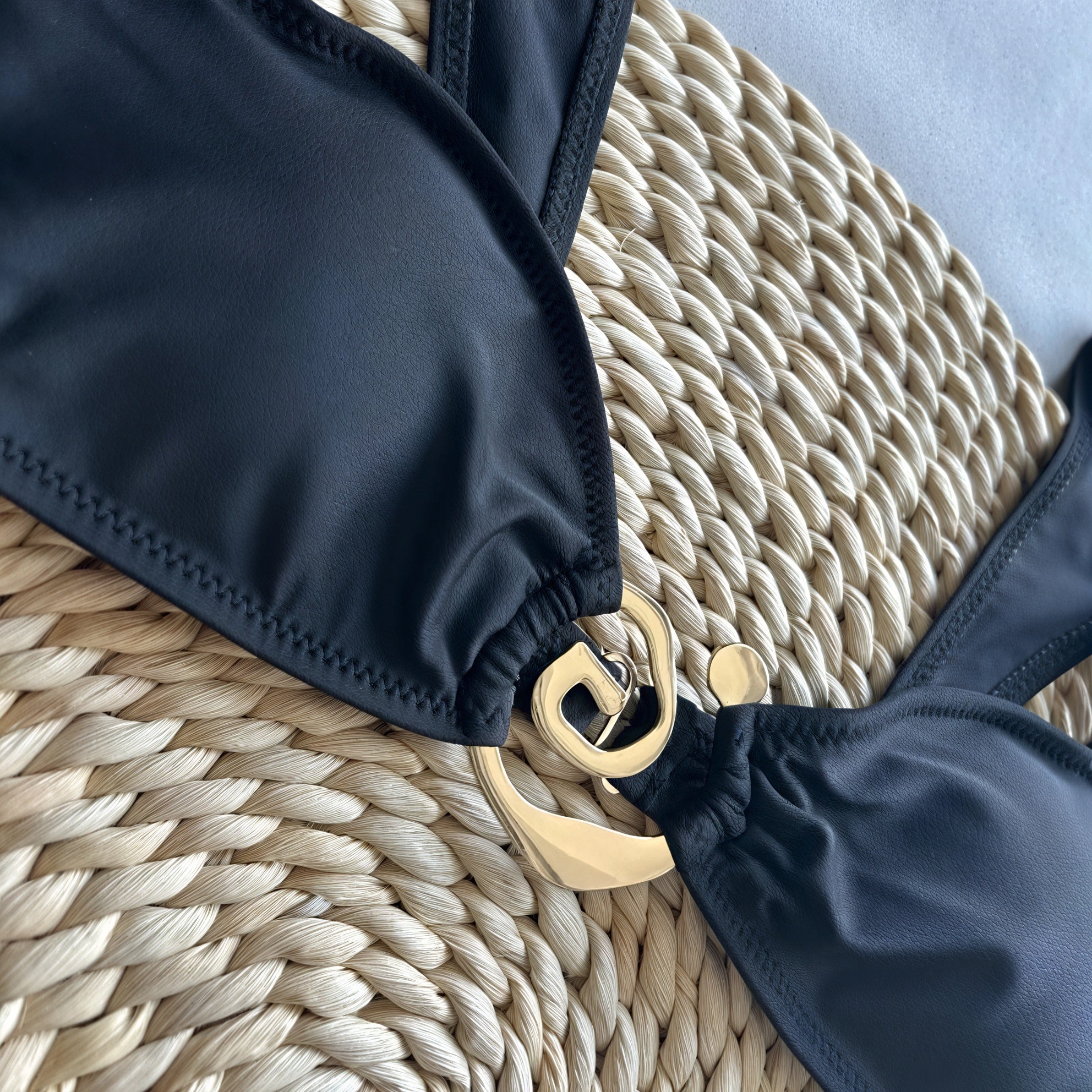 Women's Black One-Piece Swimsuit – Decorative Hardware Detail, Classic Style-83767-a0faa122-5d0f-4e01-94d7-77b101bc654d