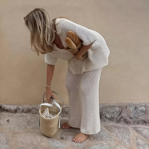 Women's Knit Two-Piece Loungewear Set – Button-Down Shirt & Pants-83778-2eb9767a-14a6-4d99-8a44-3811826ffc8f