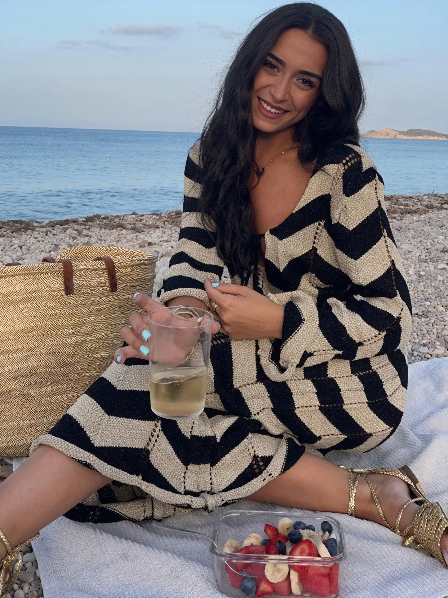 Women's Knit Dress – Chevron Pattern, Long Sleeve, Comfortable-83785-97dbb559-3b59-4d72-b2a2-04b88e42ce3c