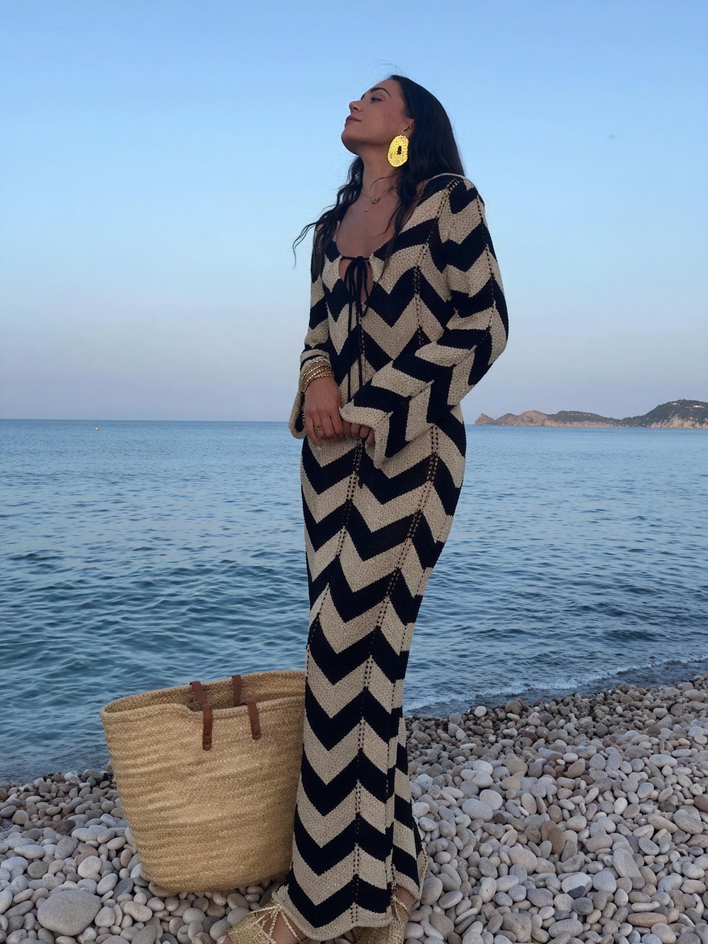 Women's Knit Dress – Chevron Pattern, Long Sleeve, Comfortable-83785-f71a9214-3c69-4574-96e0-25fe504b9ea5