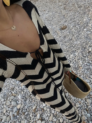 Women's Knit Dress – Chevron Pattern, Long Sleeve, Comfortable-83785-ceb59c37-a5b5-4761-8e16-553f8a3676af