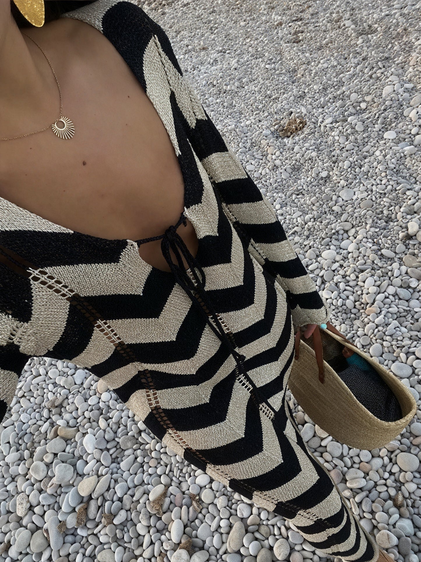 Women's Knit Dress – Chevron Pattern, Long Sleeve, Comfortable-83785-ceb59c37-a5b5-4761-8e16-553f8a3676af