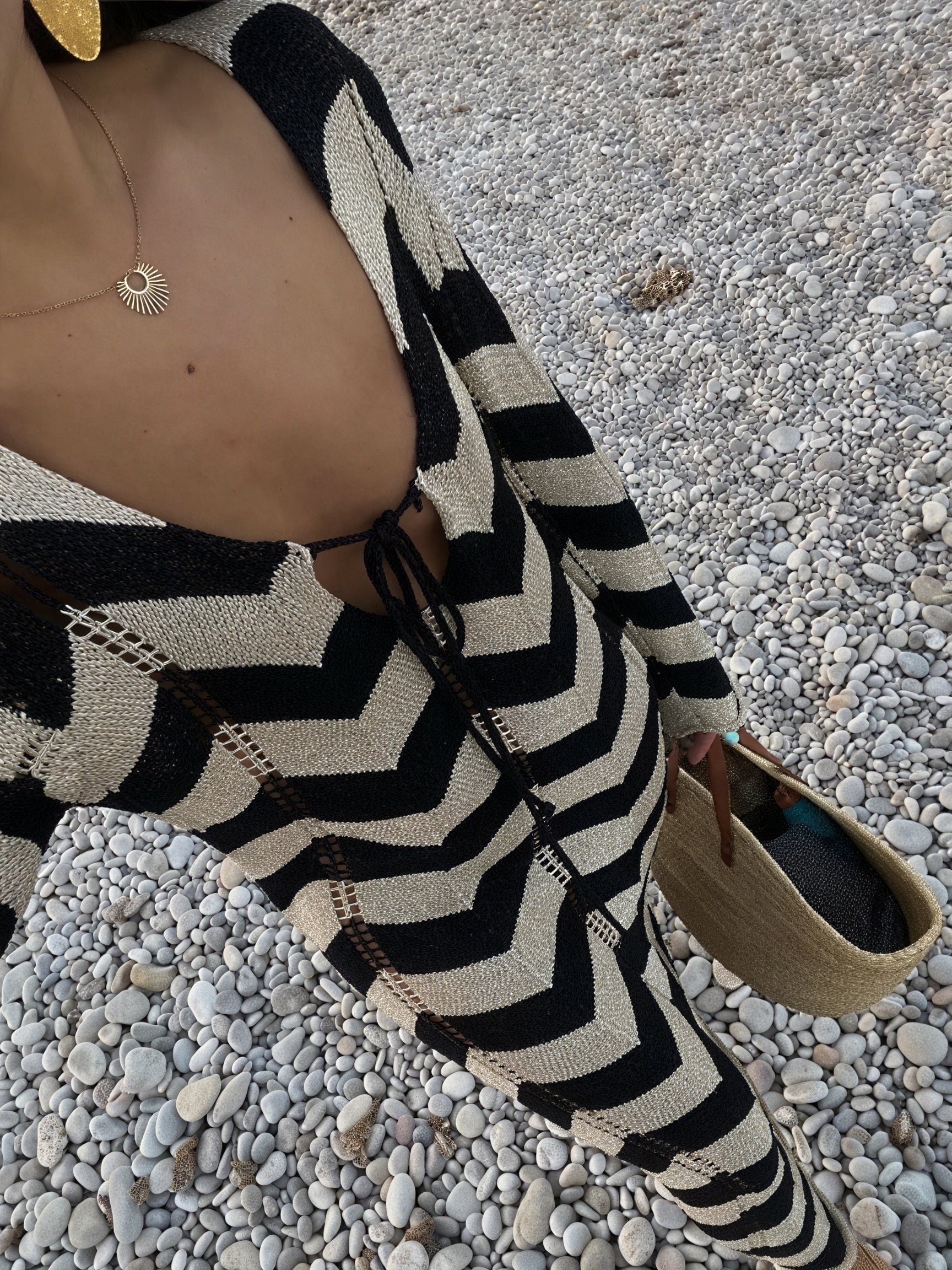 Women's Knit Dress – Chevron Pattern, Long Sleeve, Comfortable-83785-ceb59c37-a5b5-4761-8e16-553f8a3676af