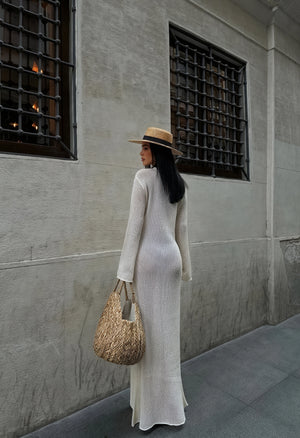 Women's Sheer Knit Maxi Dress – Long Sleeve, Cutout Detail, Beach Cover-Up Style-83803-b138df20-eb5c-4a2d-99ef-767bfc8afb15