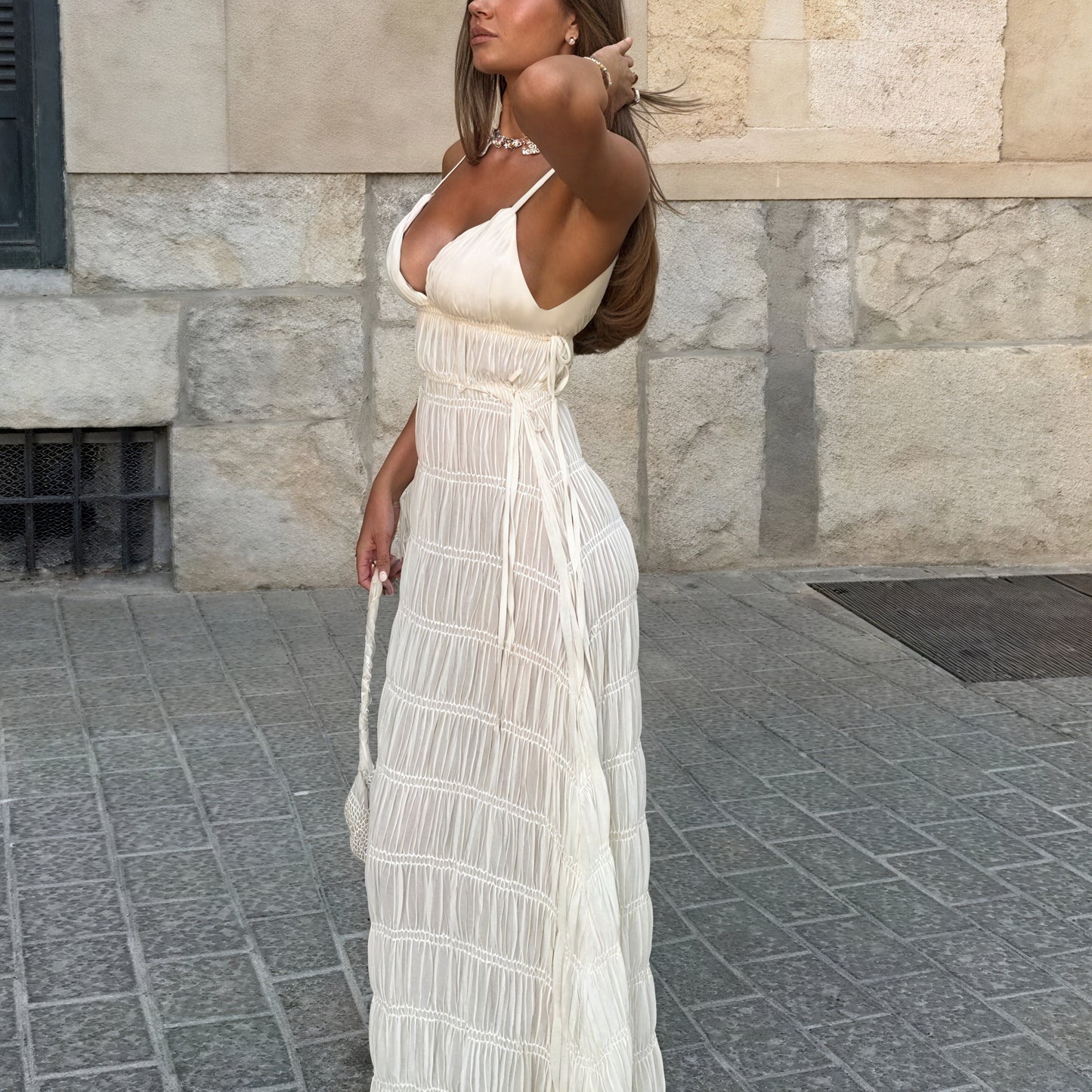 Women's Maxi Dress – Pleated, Spaghetti Strap, Flowing Design-83811-0a72be21-1bf2-4f2e-99bc-15b6b2695502