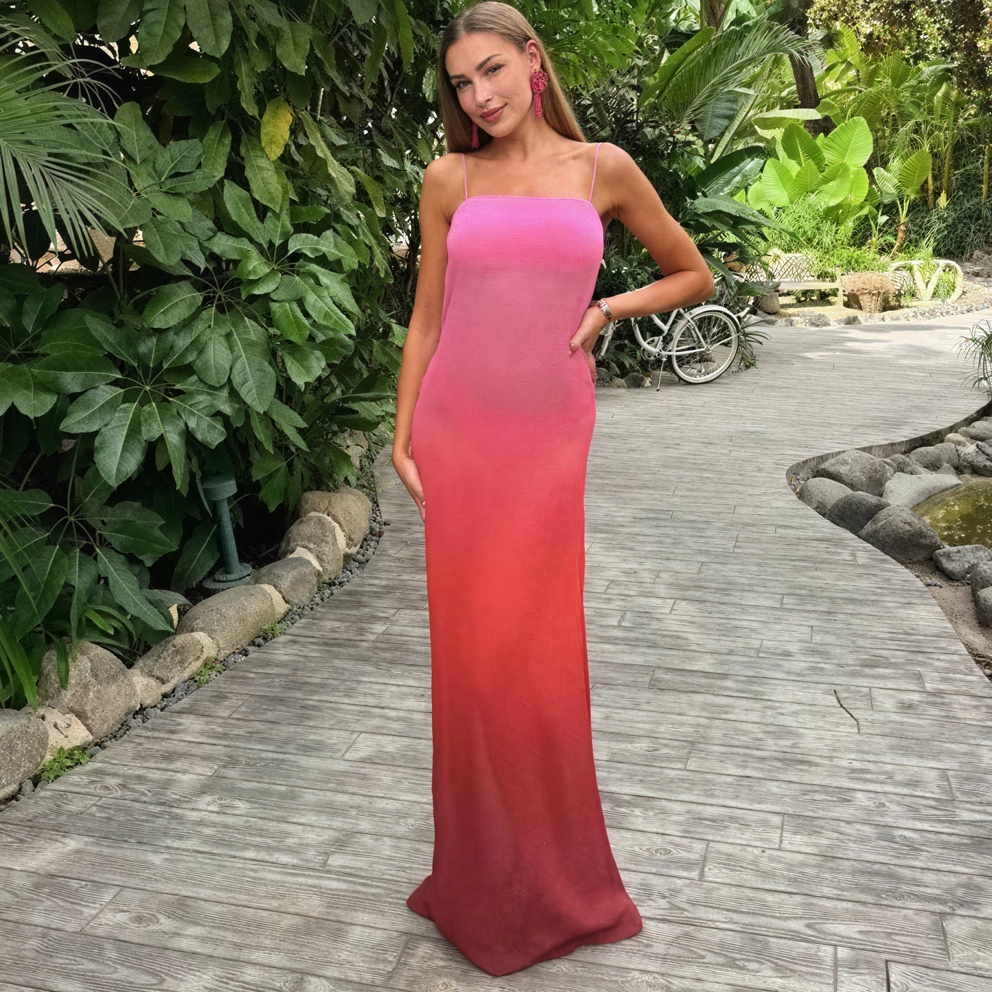 Women's Maxi Dress – Ombre Color, Sleeveless, Spaghetti Strap-83812-49a4cbe6-c331-4e11-bcdd-77c761453d1a