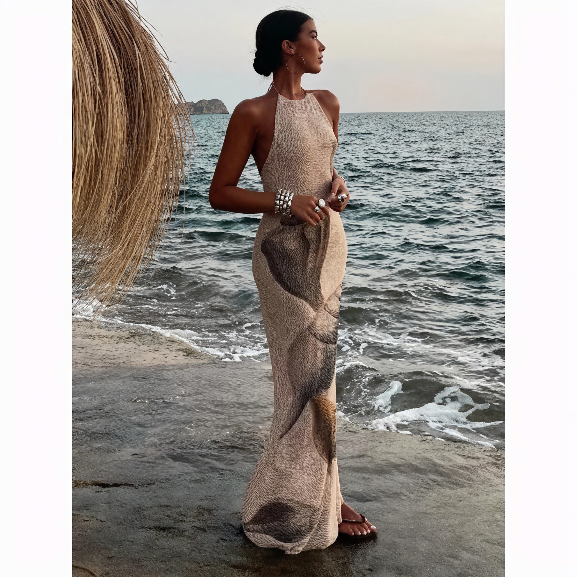 Women's Maxi Dress – Halter Neck, Unique Print, Lightweight Textured Fabric-83816-19811c5f-c13c-4134-8d7d-3b88331553a1