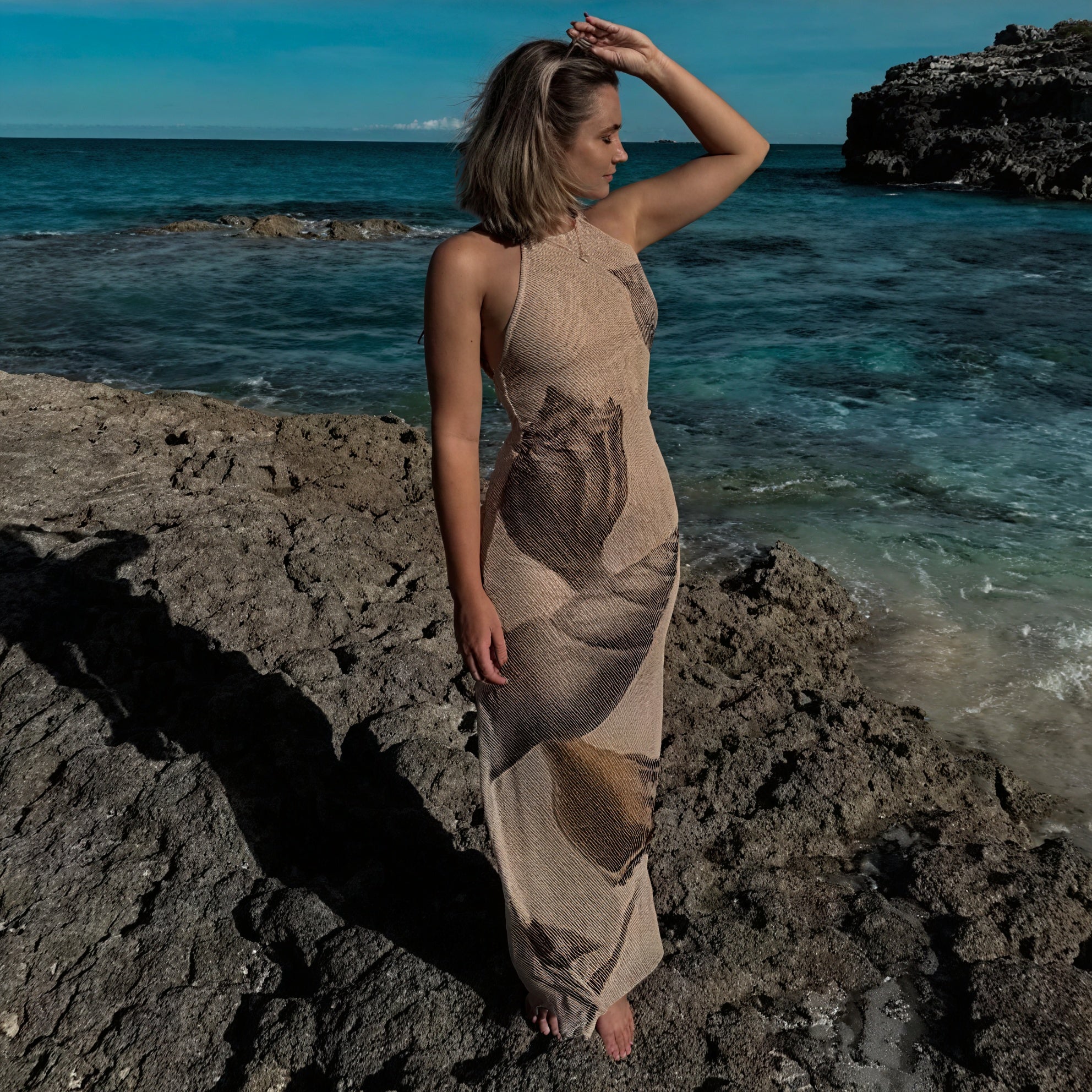 Women's Maxi Dress – Halter Neck, Unique Print, Lightweight Textured Fabric-83816-c102dc19-a8a1-4a7d-ad77-948b69298a8e