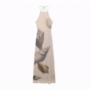 Women's Maxi Dress – Halter Neck, Unique Print, Lightweight Textured Fabric-83816-2245765d-8d8f-4d4e-a3d0-03e36bb86a75