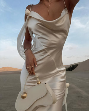 Women's Satin Cowl Neck Maxi Dress, Floor Length, Delicate Spaghetti Straps-83831-8a96ab4d-4552-48b9-878d-c9759d2be7fe