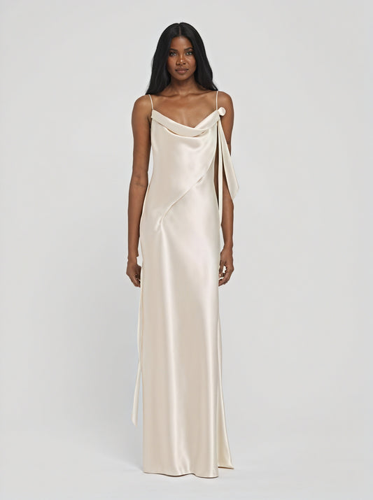 Women's Satin Cowl Neck Maxi Dress, Floor Length, Delicate Spaghetti Straps-83831-c386d1d3-536d-42dc-9e0f-a812a44c6b33