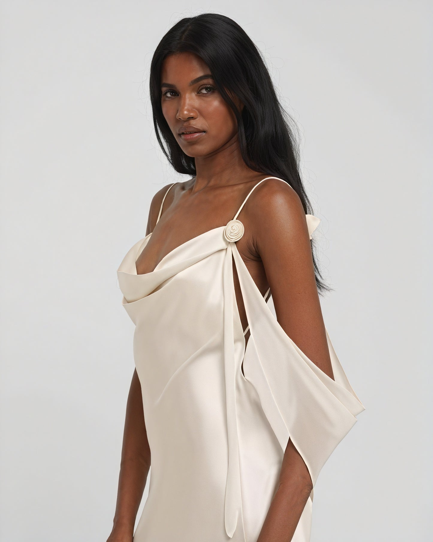 Women's Satin Cowl Neck Maxi Dress, Floor Length, Delicate Spaghetti Straps-83831-b760b857-21dd-416e-a020-dfa62c8cadb4