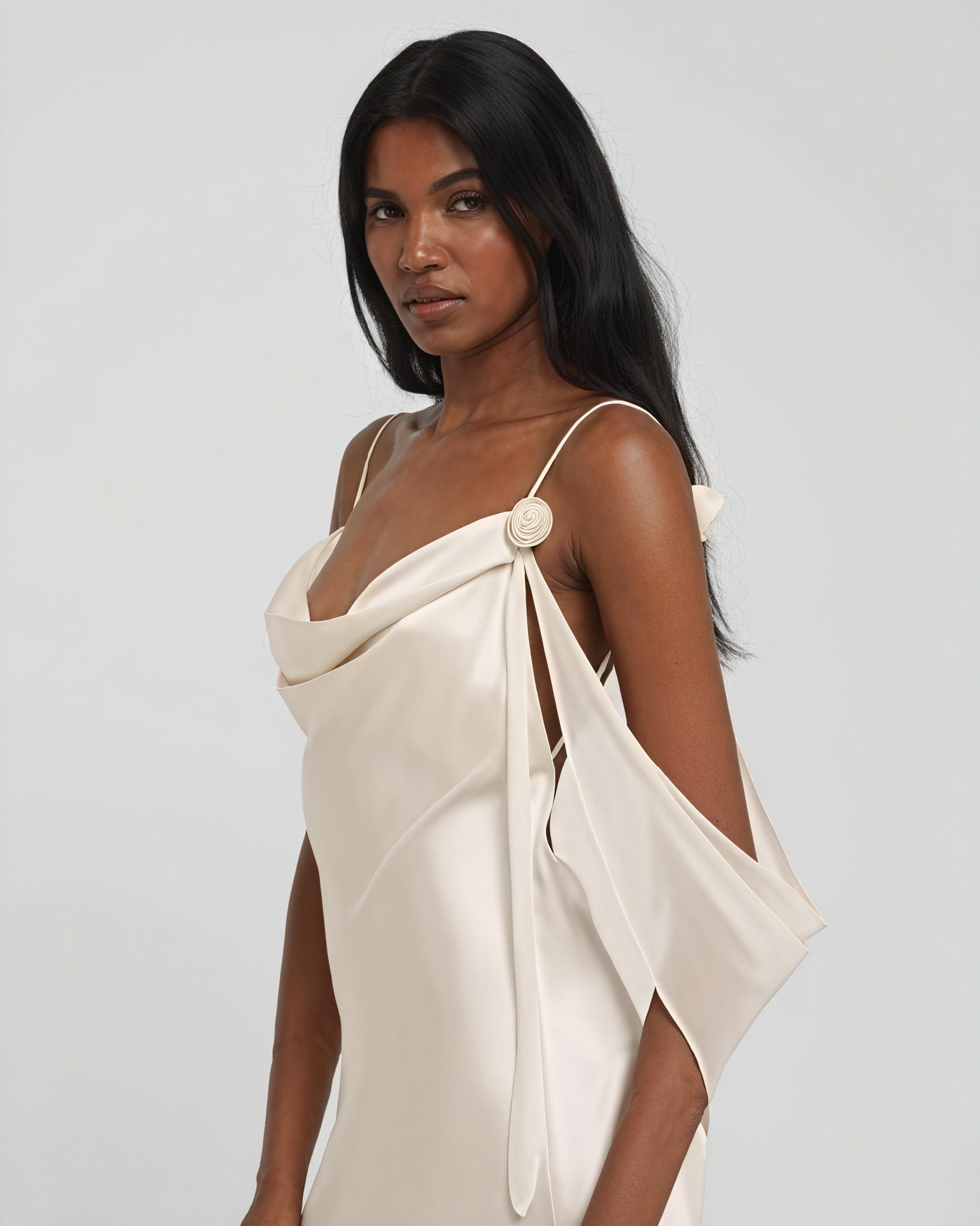 Women's Satin Cowl Neck Maxi Dress, Floor Length, Delicate Spaghetti Straps-83831-b760b857-21dd-416e-a020-dfa62c8cadb4