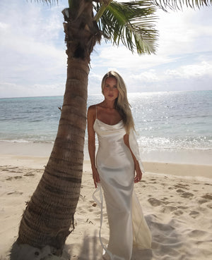 Women's Satin Cowl Neck Maxi Dress, Floor Length, Delicate Spaghetti Straps-83831-1afeb64d-1d31-4f11-9df4-cc300bb6f330