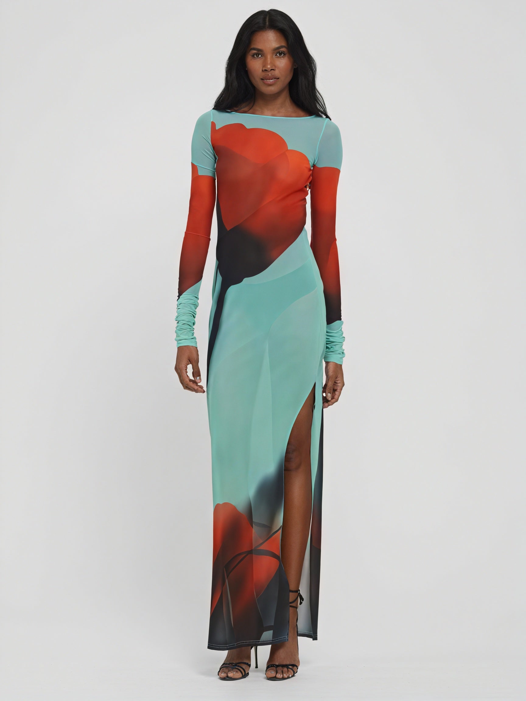 Women's Long-Sleeve Maxi Dress – Colorful Printed Floor-Length Design-83850-7272b764-e785-44ad-9afa-d4bb447c62c9