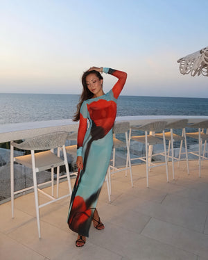 Women's Long-Sleeve Maxi Dress – Colorful Printed Floor-Length Design-83850-1061870b-4007-4e8b-a1de-a714a38530cf