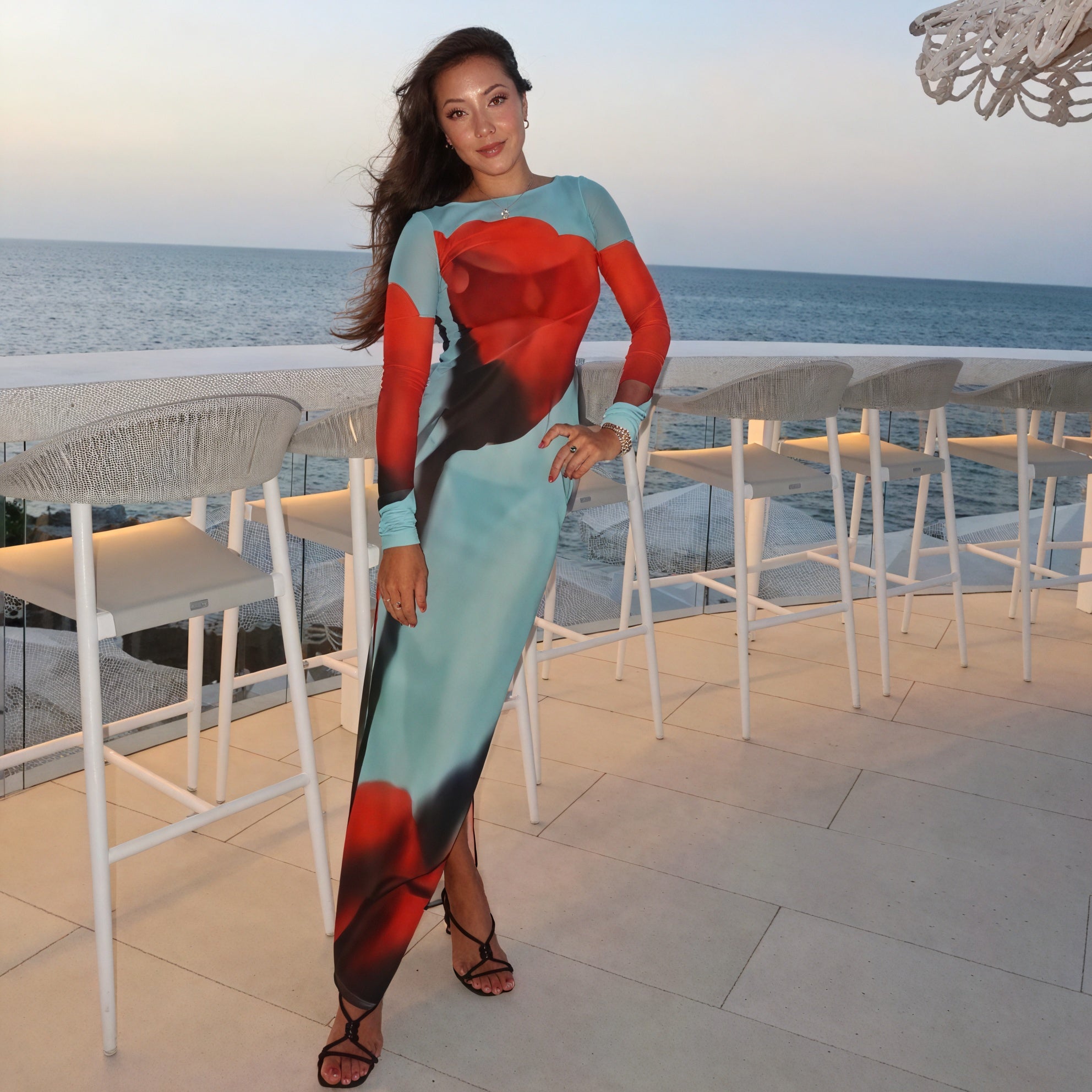 Women's Long-Sleeve Maxi Dress – Colorful Printed Floor-Length Design-83850-63e419f8-2064-4b36-ba48-d5de17d647cc