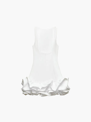 Women's White Mini Dress – Sleeveless, Ruffled Hem, Satin Polyester-77236-874464c3-c3b9-4a4d-90ce-2486c24926ec
