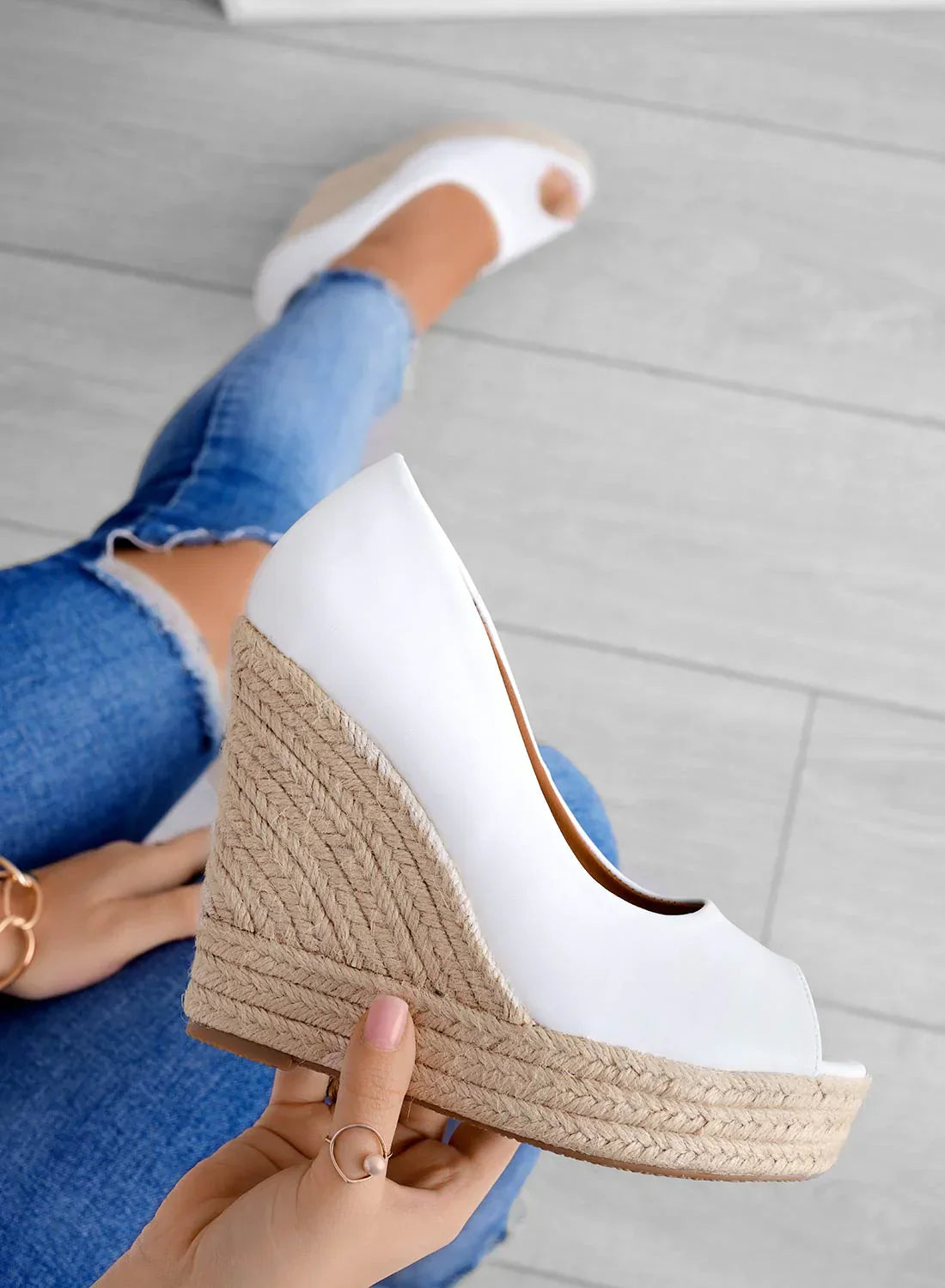 Women's Black Open-Toe Wedge Sandals with Rope Platform Sole-83368-8c5d11be-70ad-4d87-82b6-97edf314f1df