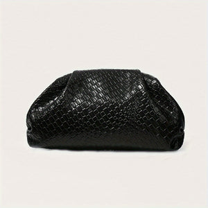 Women's Woven Cloud Clutch Handbag – Voluminous Burgundy Black-55376-56630472999235