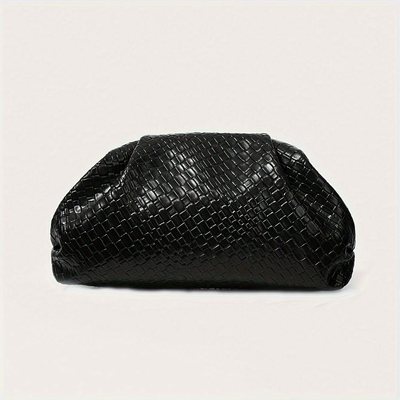 Women's Woven Cloud Clutch Handbag – Voluminous Burgundy Black-55376-56630472999235