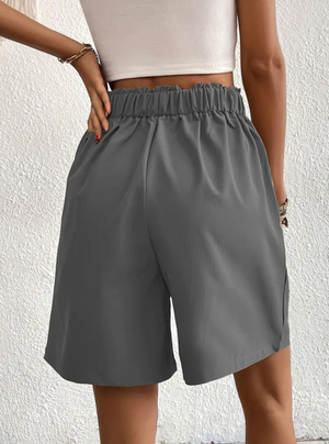 Women's Shorts – High-Waisted, Pleated Front, Functional Pockets, Versatile Style-82558-945c1670-2a86-48af-a96f-14598114cc85