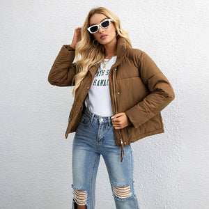 Women's Cropped Puffer Jacket – Quilted, Water-Resistant, High Collar, Synthetic-65207-959fb965-11cc-4104-8f71-98004649cb1e