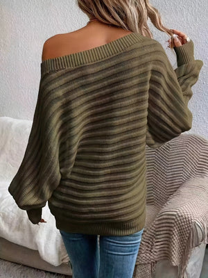 Women's Ribbed Off-Shoulder Knit Dress – Long Sleeve, Elegant Style, Sydney Wardrobe-74368-9c9d8691-8936-497f-9ee6-fc5d88a5c83c
