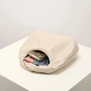 Women's Handbag – Knotted Handle, Rounded Silhouette, Smooth Finish, Beige Black Brown-77226-9cbd39ca-75d9-48f3-9046-7db57353873d