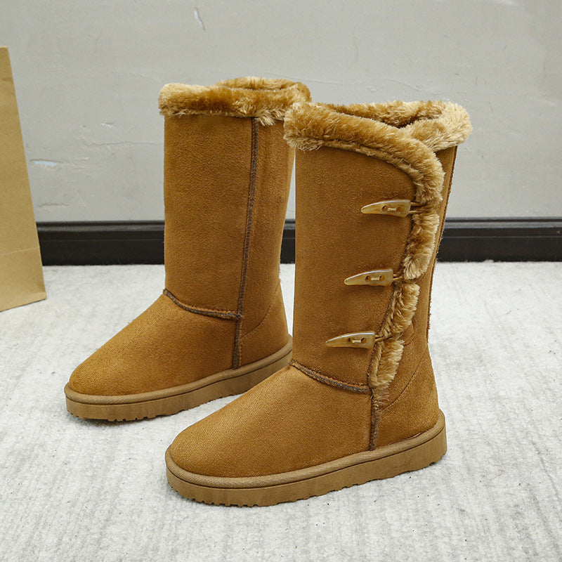Women's Boots – Suede Faux Fur Lined, Toggle Closure, Rubber Sole-43004-b49fe43b-9b7b-44fb-a52a-2d611f6f0430