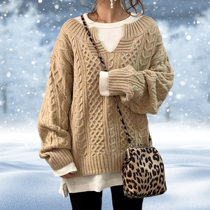 Women's Knit Sweater – Chunky Cable Knit, V-Neck, Long Sleeve Design-53262-efad0271-ea68-485c-995b-a6149e839b07