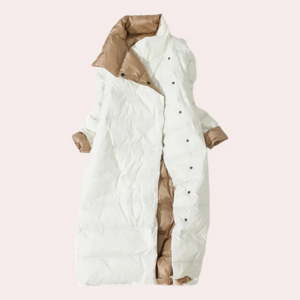 Women's Puffer Coat – Two-Tone, Mid-Calf Length, Oversized, Quilted Polyester-54885-58562550661450