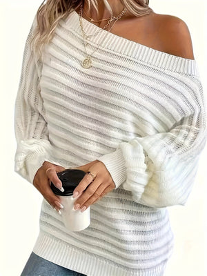 Women's Ribbed Off-Shoulder Knit Dress – Long Sleeve, Elegant Style, Sydney Wardrobe-74368-a3f6ee0d-02a2-4fbf-833e-6cc998dac49d