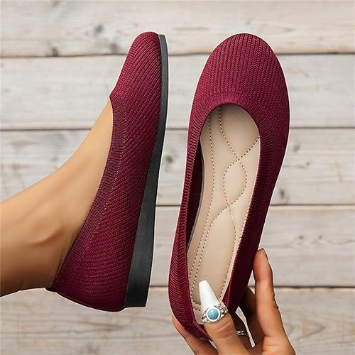 Women's Knit Ballet Flats – Cushioned Slip-On, Lightweight, Rounded Toe-67659-a7ea497c-f44f-4a73-ab20-b93fad878cfd