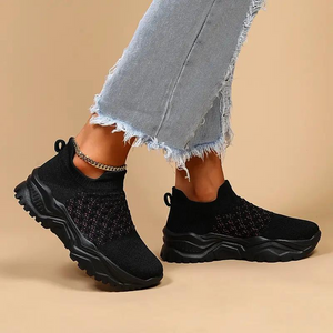 Women's Slip-On Sneakers – Breathable Knit, Chunky Sole, Athleisure Style-82673-ab9c4111-72ce-4dd0-9940-fbfdc278a25c