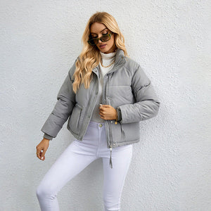 Women's Cropped Puffer Jacket – Quilted, Water-Resistant, High Collar, Synthetic-65207-ac3eca7c-4e94-4d35-8d2b-88bdb3b7d0cc