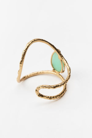 Women's Jewelry Gold-Toned Textured Metal Open Cuff Bracelet with Oval Light Green Gemstone-80780-adfa075c-5811-4e0e-b16e-024fc6c5d3b2