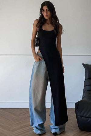 Women's Sleeveless Slit Top – Asymmetrical Hem, Fitted, Black, Red, White-81088-b4f7e290-1b3e-4291-95ba-7dad0d6f5961